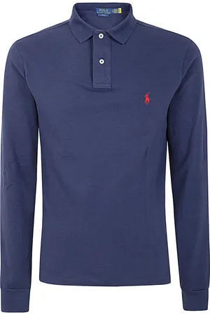 Ralph Lauren Tops, Heren, Blauw, M, Katoen, Long Sleeve Knit Polo