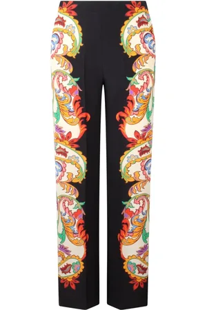 Etro Broeken, Dames, Veelkleurig, S, Zijden Bloemen Palazzo Broek