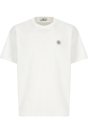 Stone Island Tops, Heren, Wit, M, Katoen, Katoenen T-shirt