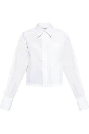 Sportmax Blouses & Shirts, Dames, Wit, S, Katoen, Witte Overhemd met Geplooide Details