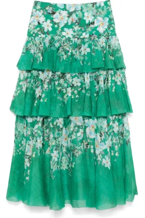 ZIMMERMANN Rokken, Dames, Groen, M, Polyester, Geplooide Maxi Rok