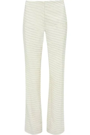 J.W.Anderson Broeken, Dames, Wit, M, Wol, Wit Gestreepte Wollen Blend Broek