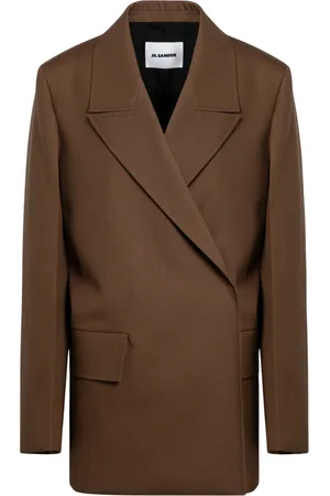 Jil Sander Jassen, Dames, Bruin, S, Wol, Double-Breasted Jas