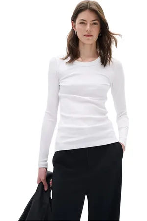 INWEAR Tops, Dames, Wit, S, Katoen, Wit Lang Shirt met Lange Mouwen