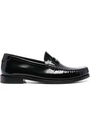 Saint Laurent Schoenen, Heren, Zwart, 44 EU, Zwarte Leren Enkellaarzen
