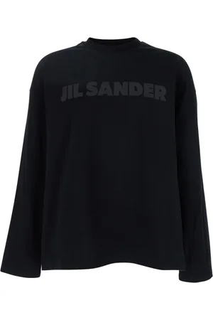 Jil Sander Tops, Heren, Zwart, L, Katoen, Logo Print Katoenen T-Shirt
