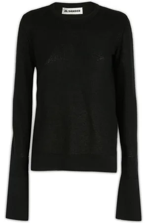 Jil Sander Truien, Dames, Zwart, M, Katoen, Ronde Hals Trui