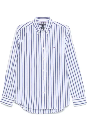 Tommy Hilfiger Overhemden, Heren, Blauw, L, Katoen, Lichtblauw Overhemd met Knoopsluiting Lange Mouwen