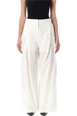 Low Classic Broeken, Dames, Wit, S, Katoen, Witte Wijde Pijp Katoenen Broek