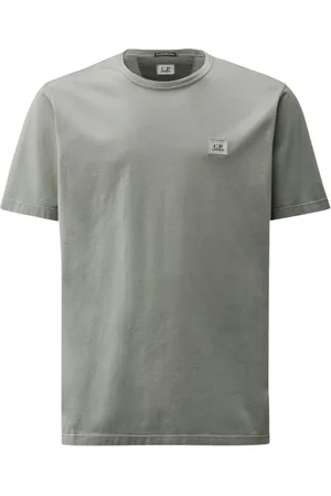 C.P. Company Tops, Heren, Grijs, XL, Katoen, Gemerzeriseerd Katoen Logo T-shirt Grijs