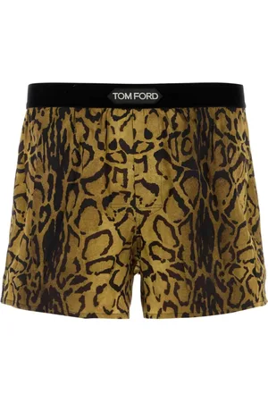 Tom Ford Ondergoed, Heren, Bruin, S, Satijn, Geprinte Stretch Satijnen Boxer