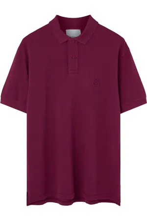 Isabel Marant Tops, Heren, Paars, M, Katoen, Polo Shirt met Geborduurd Logo