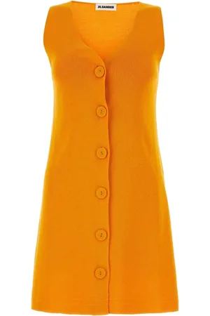 Jil Sander Kleedjes, Dames, Oranje, S, Katoen, Chic Abito Jurk