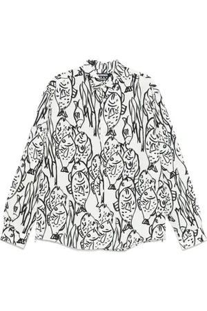 Jacquemus Overhemden, Heren, Veelkleurig, L, Katoen, Wit overhemd met grafische print en knopen