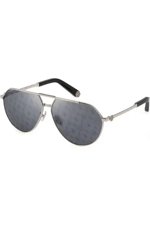 Philipp Plein Accessoires, Heren, Grijs, ONE Size, Nylon, Zonnebrillen met spiegelglazen