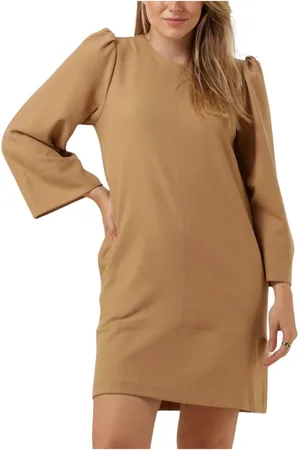 Ruby Tuesday Kleedjes, Dames, Bruin, S, Ronde Kraag Jurk in Bruin