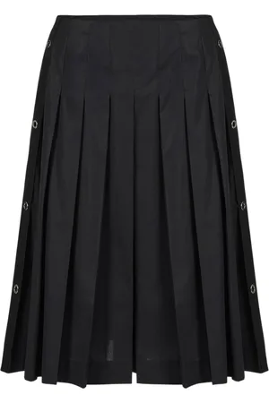 Iceberg Rokken, Dames, Zwart, L, Katoen, Zwarte geplooide rok met normale taille van katoenpoplin