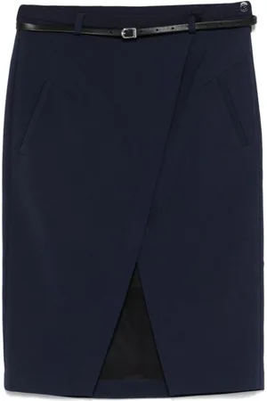Patrizia Pepe Rokken, Dames, Blauw, XS, Polyester, Marineblauwe Rok met Zakken