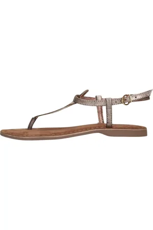 Lazamani Schoenen, Dames, Bruin, 36 EU, Leer, Bronze Metallic Sandalen