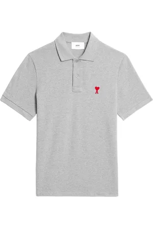 Ami Tops, Heren, Grijs, S, Katoen, Biologisch Katoen Hart Logo Polo Grijs