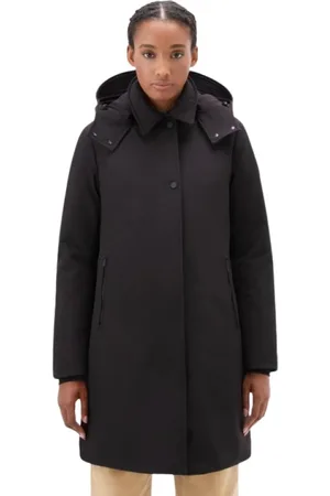 Woolrich Jassen, Dames, Zwart, S, Softshell Trenchcoat