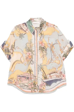 ZIMMERMANN Blouses & Shirts, Dames, Veelkleurig, M, Tallow Relaxed Shirt