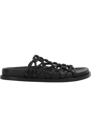 Jil Sander Schoenen, Dames, Zwart, 37 1/2 EU, Leer, Zwarte leren sandalen