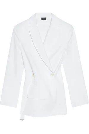 Jacquemus Jassen, Dames, Wit, M, Wol, Gestructureerde wollen blazer met dubbele knoopsluiting