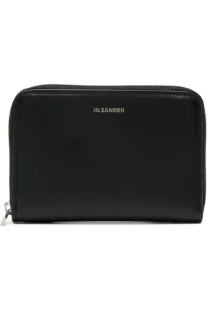Jil Sander Accessoires, Heren, Zwart, ONE Size, Leer, Zwarte leren portemonnee met logo
