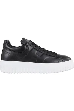 Hogan Schoenen, Heren, Zwart, 41 1/2 EU, Leer, Gestreept Vetersneakers