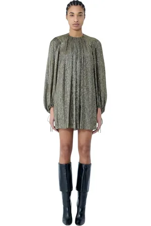 Chloé Kleedjes, Dames, Geel, M, Polyester, Zijden Crêpon Mini Jurk
