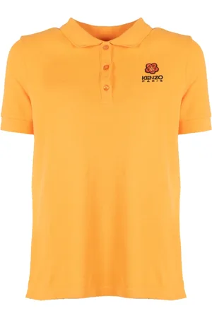 Kenzo Tops, Dames, Oranje, L, Katoen, Crest Logo Polo Shirt