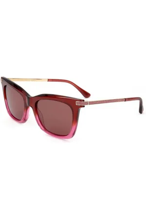 Jimmy Choo Accessoires, Dames, Rood, ONE Size, Rode metalen zonnebril met roze glazen