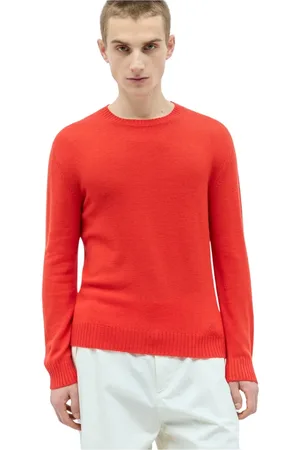 Jil Sander Truien, Heren, Rood, XL, Wol, Wollen trui met ronde hals