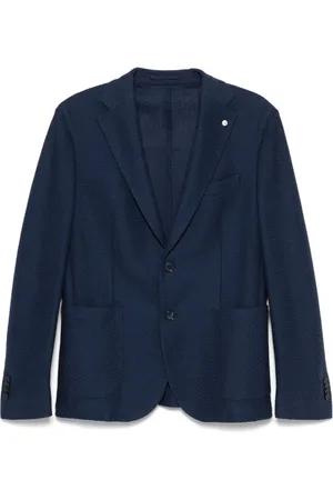 LUIGI BIANCHI MANTOVA Jassen, Heren, Blauw, XL, Blauw Jas met Knoopsluiting en Zakken