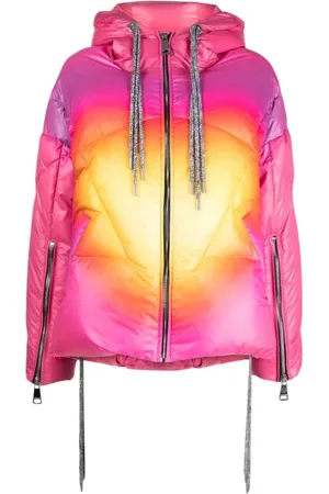 Khrisjoy Jassen, Dames, Roze, S, Gradient Hooded Puffer Jacket