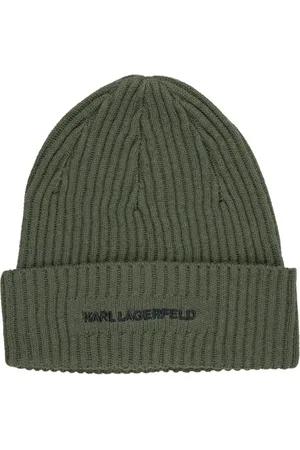 Karl Lagerfeld Accessoires, Heren, Groen, L, Wol, Logo-Embroidered Wool Blend Beanie