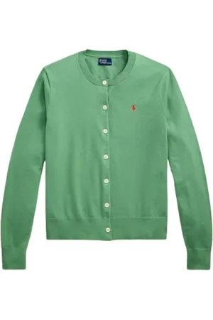 Ralph Lauren Truien, Dames, Groen, L, Katoen, Iconische Pima Katoenmix Vest