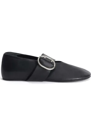 Jil Sander Schoenen, Dames, Zwart, 39 EU, Leer, Nappa ballerina`s met Cannolo-gesp