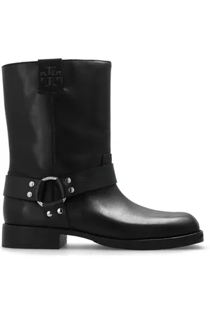 Tory Burch Schoenen, Dames, Zwart, 37 EU, Leer, Double T Moto Boot