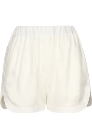 Pinko Korte broeken, Dames, Wit, 2Xs, Linnen, Witte Linnen Shorts met Zijsplitjes