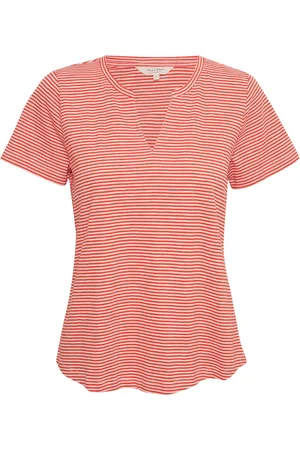 Part Two Tops, Dames, Veelkleurig, L, Katoen, Gestreept T-shirt met V-hals