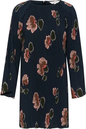 Part Two Kleedjes, Dames, Blauw, L, Navy Blurred Flower Dress