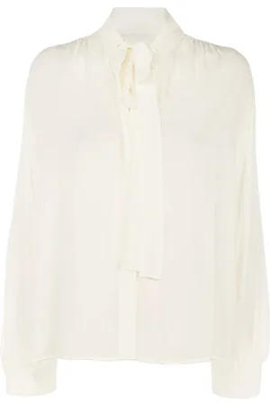 Pinko Blouses & Shirts, Dames, Wit, L, Cora Camicia Crepe de Chine Shirt