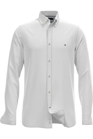 Tommy Hilfiger Overhemden, Heren, Wit, L, Katoen, Gebreid SF overhemd