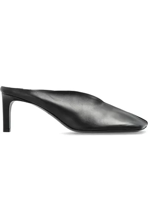 Jil Sander Schoenen, Dames, Zwart, 38 EU, Leer, Leren Mules met Hak