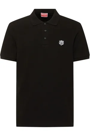 Kenzo Tops, Heren, Zwart, S, Katoen, Happy Tiger Geborduurde Polo