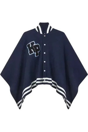 Kenzo Jassen, Dames, Blauw, ONE Size, Wol, Poncho met Streepdetails