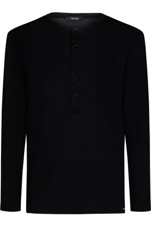 Tom Ford Tops, Heren, Zwart, L, Katoen, Stijlvolle Zwarte Top met Lange Mouwen