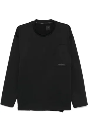 Mizuno Tops, Heren, Zwart, L, Zwart Zak Ronde Hals Lange Mouw
